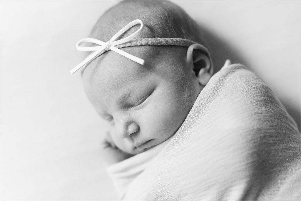 b&w newborn girl photo