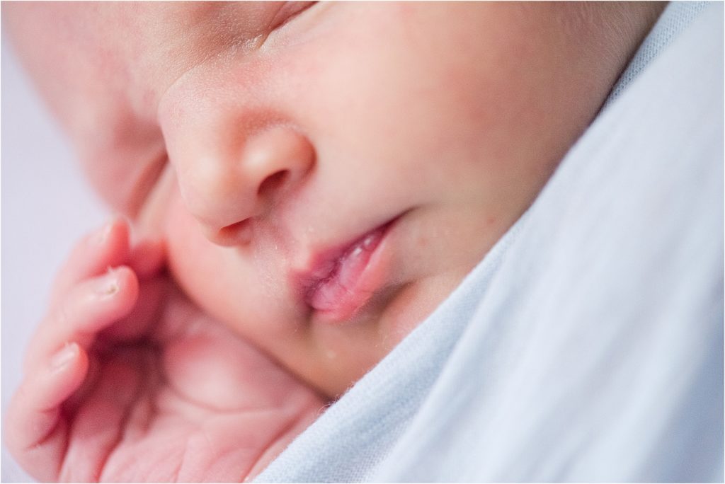 newborn baby girl nose and lips