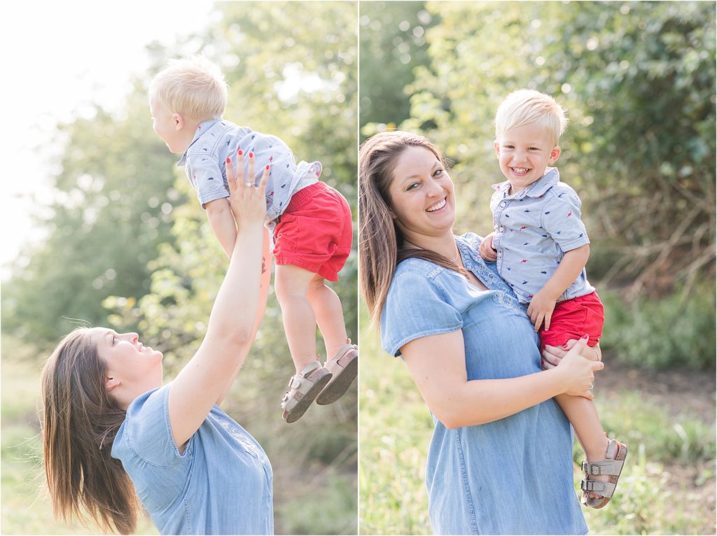 red white and blue mother and son - higginsville family sunrise session