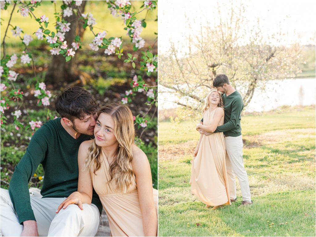 Sydney + Dawson | Cider Hill Family Orchard apple blossom couples photos | Kelsey Alumbaugh Photography | #appleblossomsession #springcouplesphotos #engagementphotos #appleblossoms #kcappleblossom