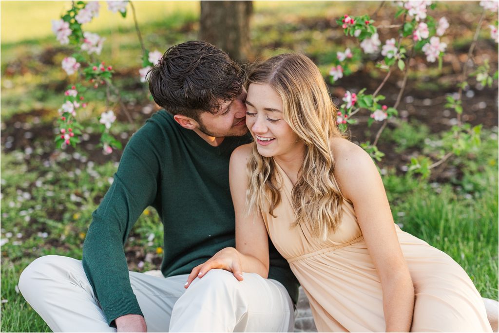 Sydney + Dawson | Cider Hill Family Orchard apple blossom couples photos | Kelsey Alumbaugh Photography | #appleblossomsession #springcouplesphotos #engagementphotos #appleblossoms #kcappleblossom