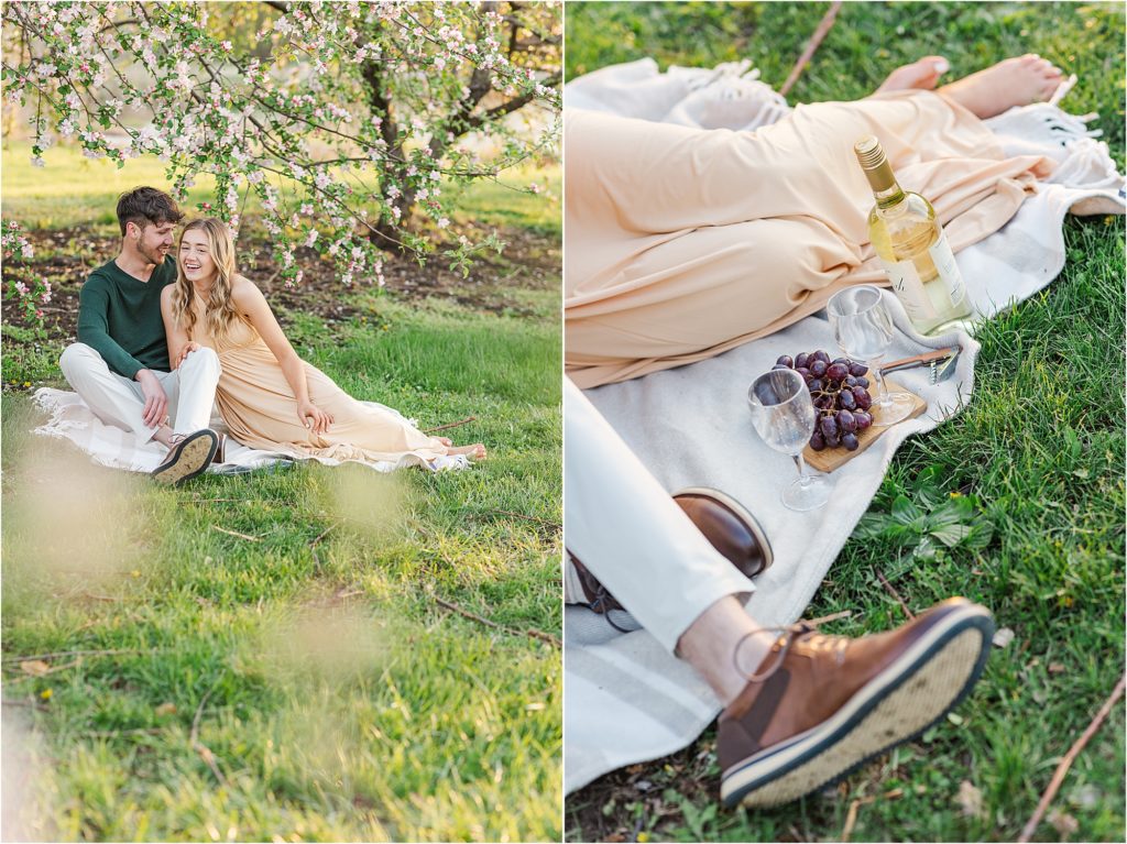 Sydney + Dawson | Cider Hill Family Orchard apple blossom couples photos | Kelsey Alumbaugh Photography | #appleblossomsession #springcouplesphotos #engagementphotos #appleblossoms #kcappleblossom