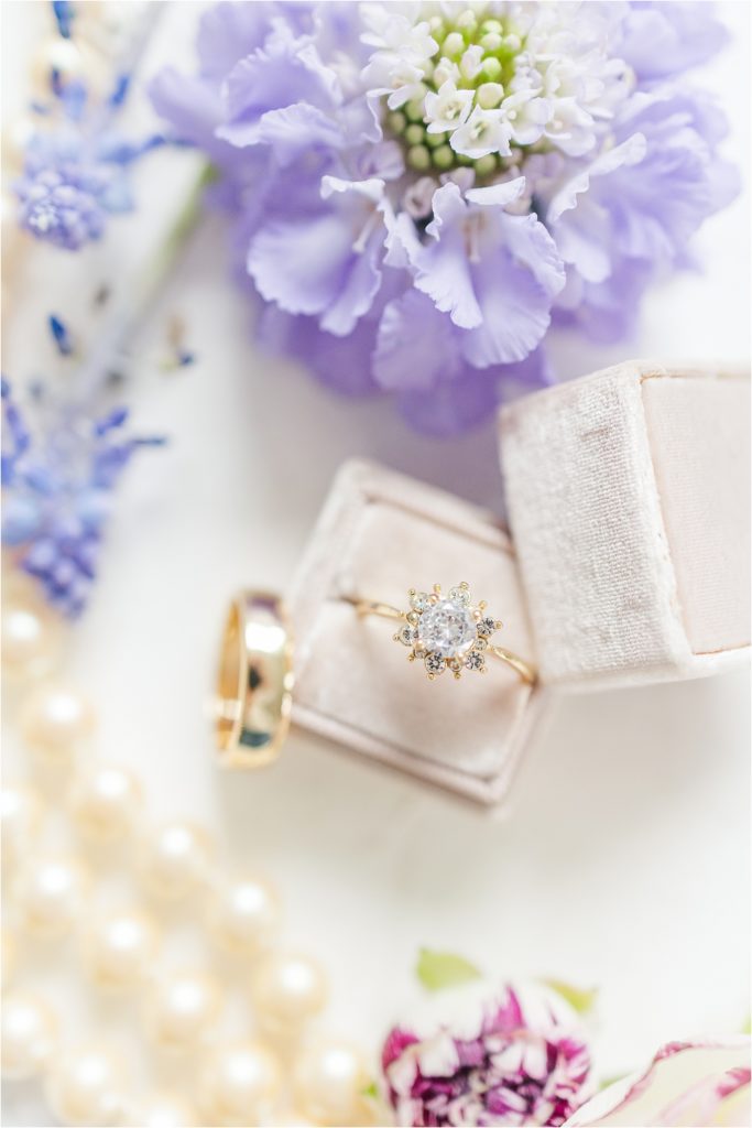 mrs box pink blush gold wedding ring Micro Wedding Inspiration at Emerson Fields | Kelsey Alumbaugh Photography | #microwedding #emersonfields #microweddingkc #kcwedding #kcweddingphotographer