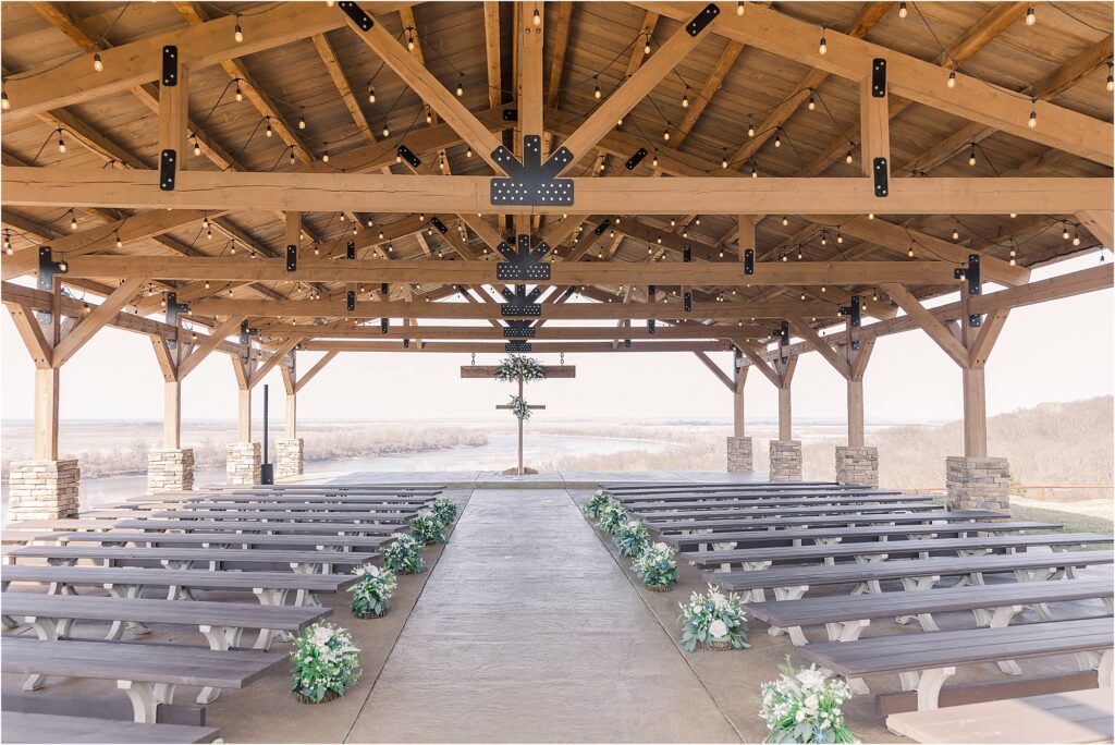 Ceremony site at Eagle Bluff Ranch, Waverly, Mo - Haylee + Blake | Missouri River spring wedding | Kansas City wedding photographer | Kelsey Alumbaugh Photogrpahy | #kansascitywedding #missouriweddingphotographer #missourispringwedding