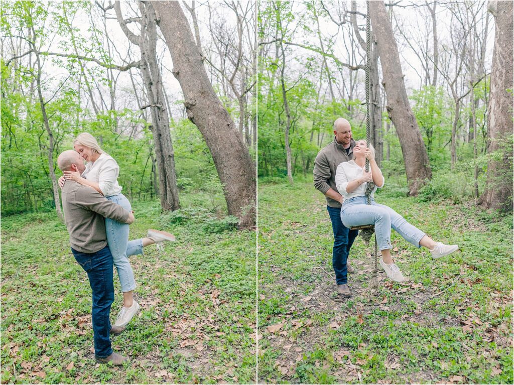 Blue Springs spring engagement | Missouri wedding photographer | Maggie + Vernon | Kelsey Alumbaugh Photography | #missouriweddingphotographer #weddingphotos #springengagementsession #vintagecameroengagement