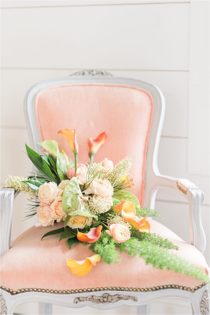 vintage chair spring florals -Emerson fields spring wedding