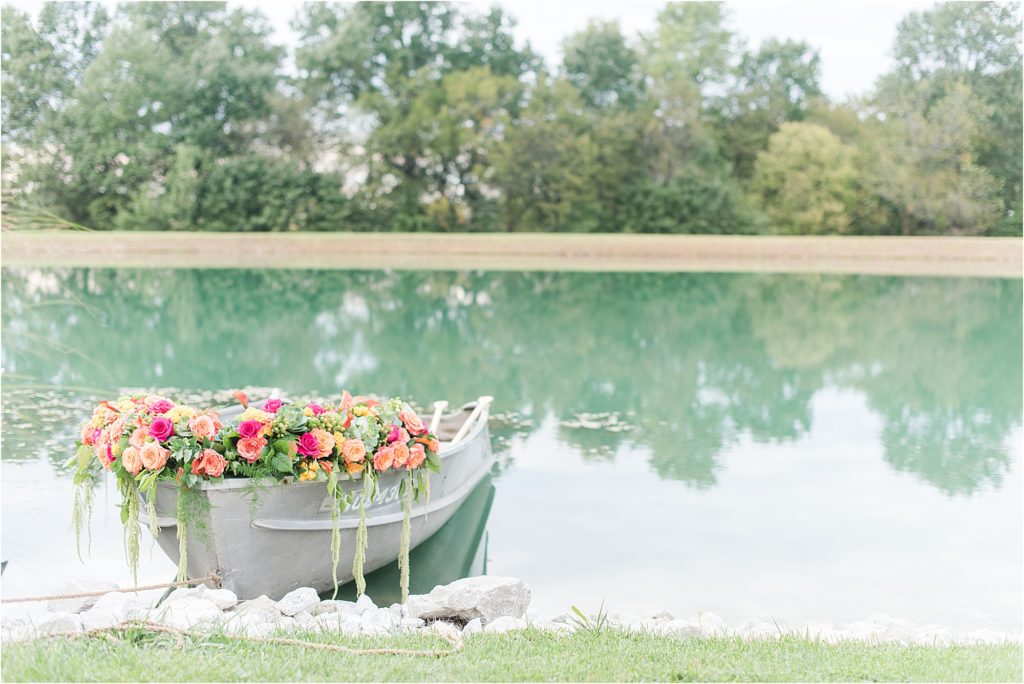 Emerson Fields Spring Wedding - floral wedding boat 