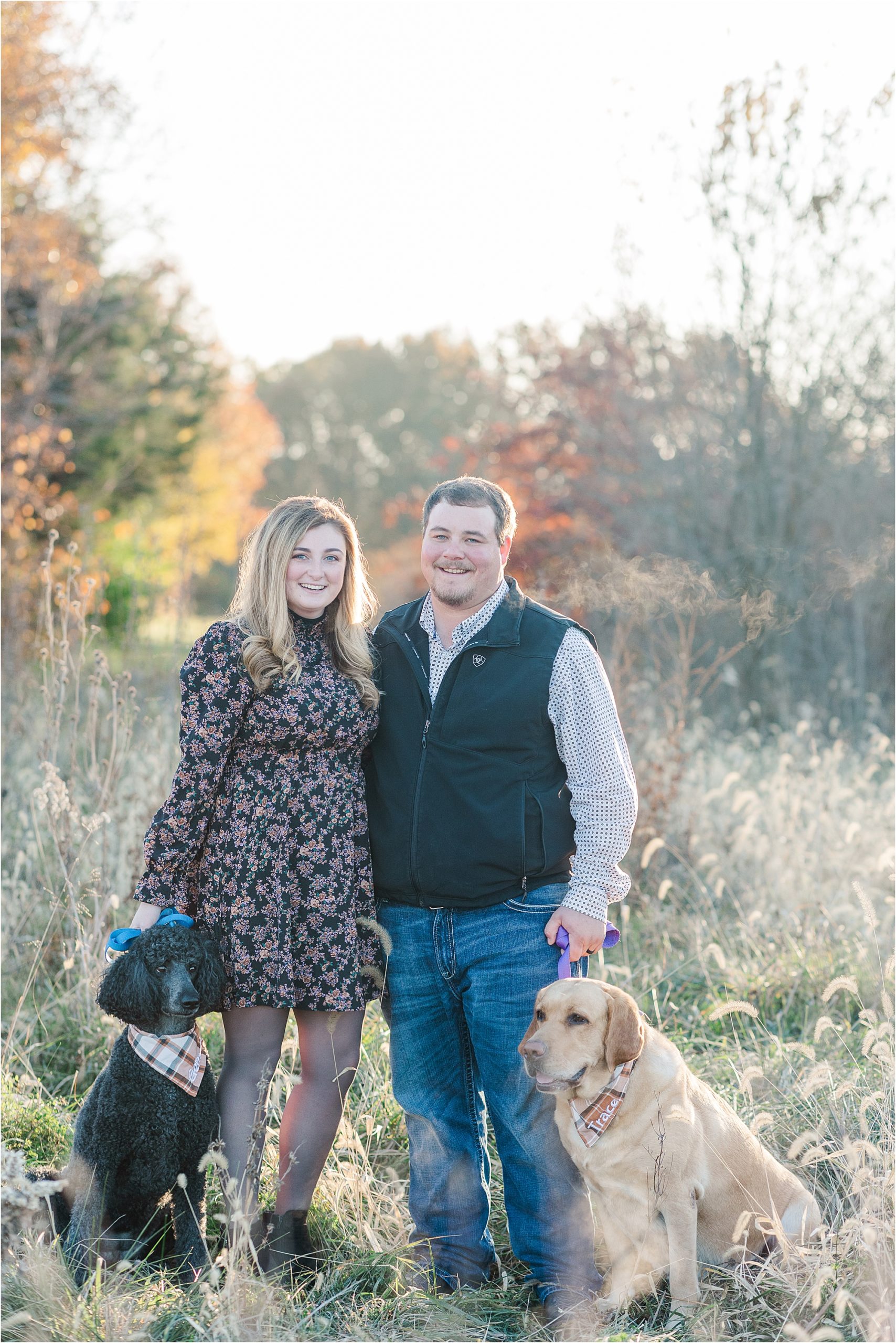 higginsville mo couples session - fall photos with dogs